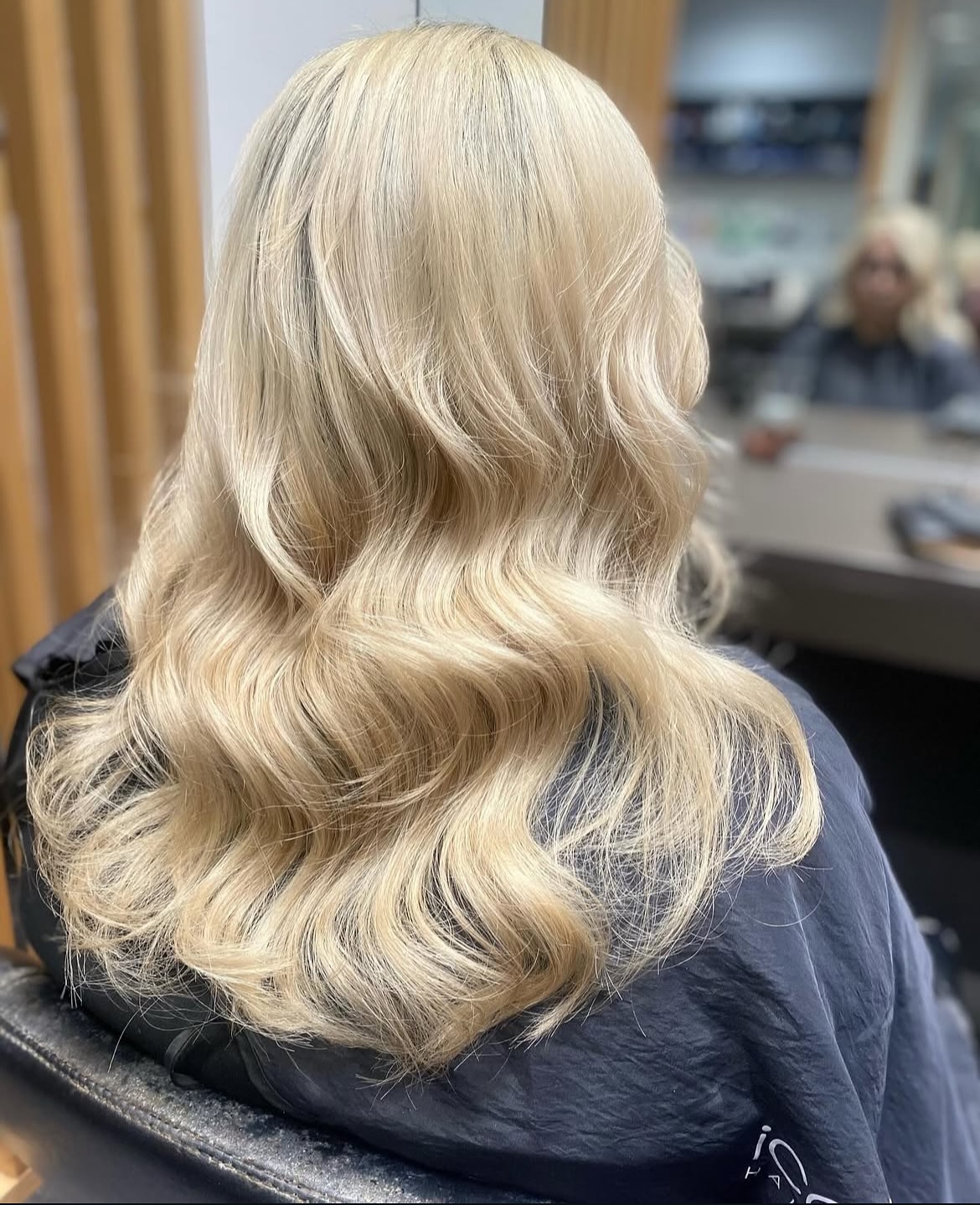 Glossy blonde curls after a full style